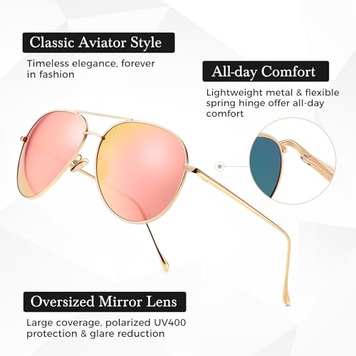 SUNGAIT Women's Lightweight Oversized Aviator Sunglasses - Classic Style Polarized Lens - Image 5
