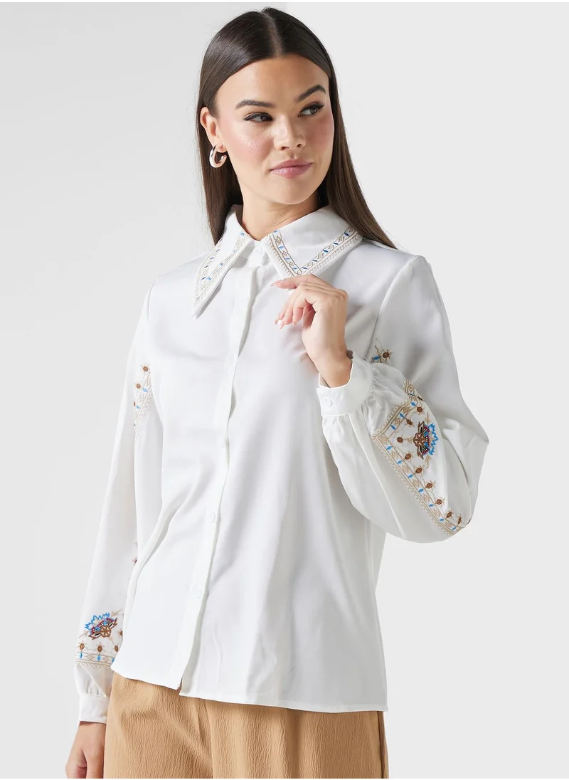 ايلا Printed Sleebe Button Down Shirt