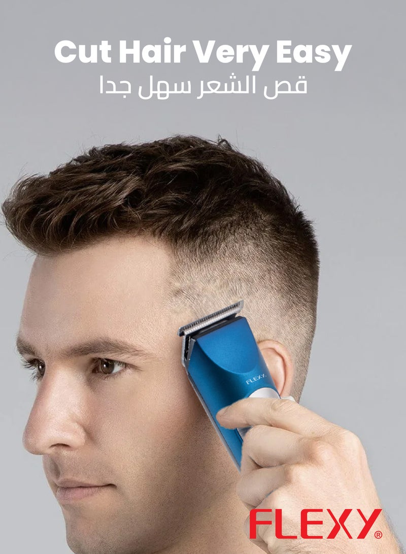 FLEXY Professional Hair Clipper - 5V 1000mA, 3W, Low Noise, Safe & Non-Invasive, Advanced Shaving System, Magic Stainless Steel Blades, 8-Hour Charge for 45-Min Cordless Use, USB Charging** - Image 5