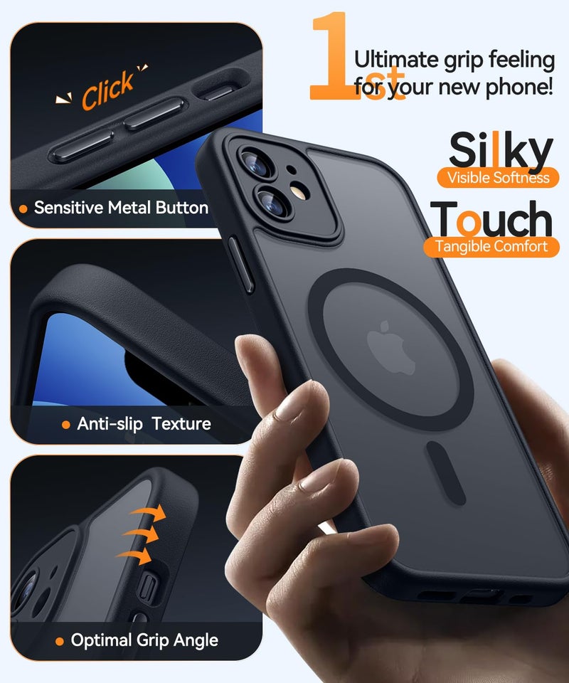 CANSHN Magnetic for iPhone 12 Mini Case, Upgraded [Full Camera Protection] [Compatible with Magsafe] [Translucent Matte] Shockproof Protective Phone Case for iPhone 12 Mini 5.4" - Black - Image 5