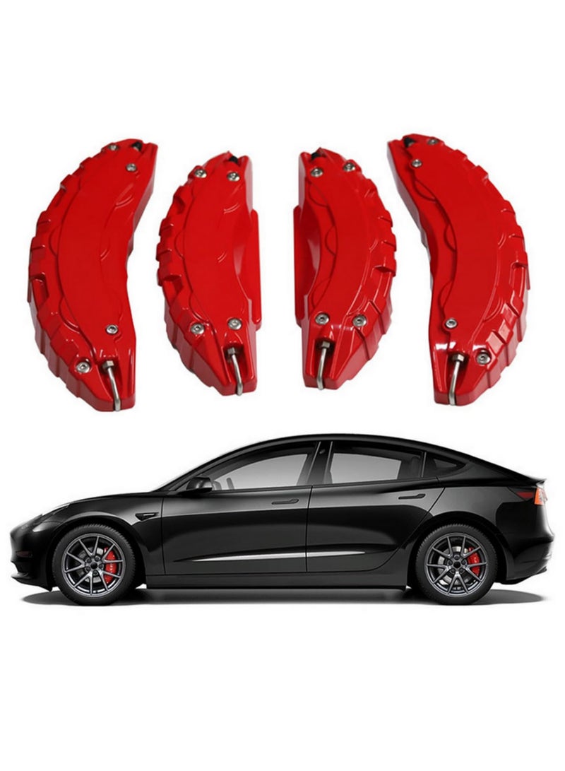 4PCS Car 3D Disc Brake Caliper Covers Front & Rear Accessories ABS Plastic Wheel Hub Brake Cover Universal Car Decoration - Image 1