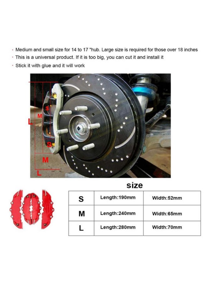 4PCS Car 3D Disc Brake Caliper Covers Front & Rear Accessories ABS Plastic Wheel Hub Brake Cover Universal Car Decoration - Image 4