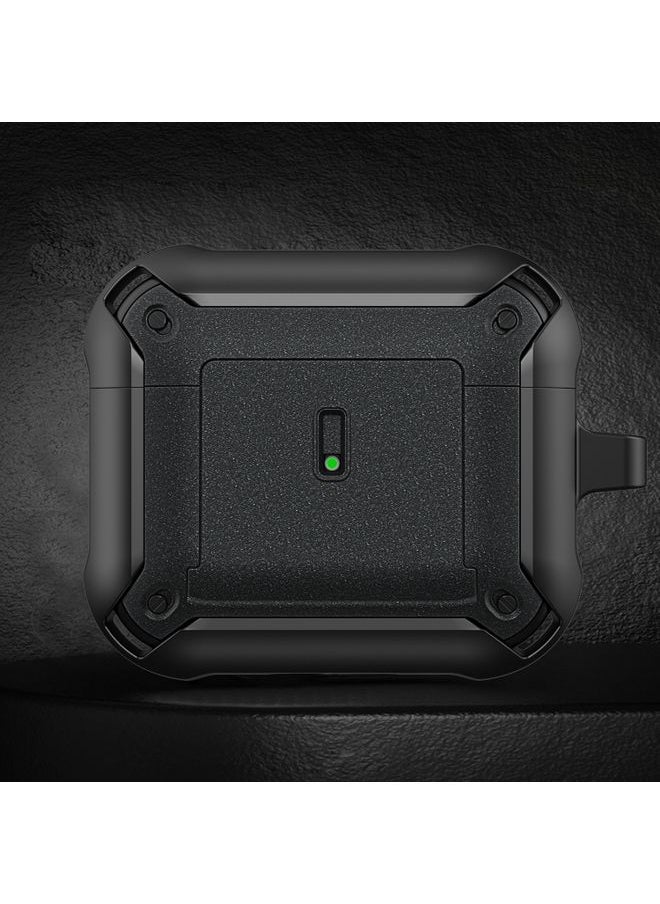 Generic - Case Cover For AirPods 3 Sliding Buckle Wireless Earphone Protective Case with Hook Black - Image 1