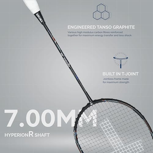 TANSO Arashi SS Strung Badminton Racket (35 Lbs Tension, Recommended by Padukone School of Badminton, 77 Grams Ultra Light Weight Full Carbon Fiber with Premium Strings and Full Racquet Cover) - Image 4