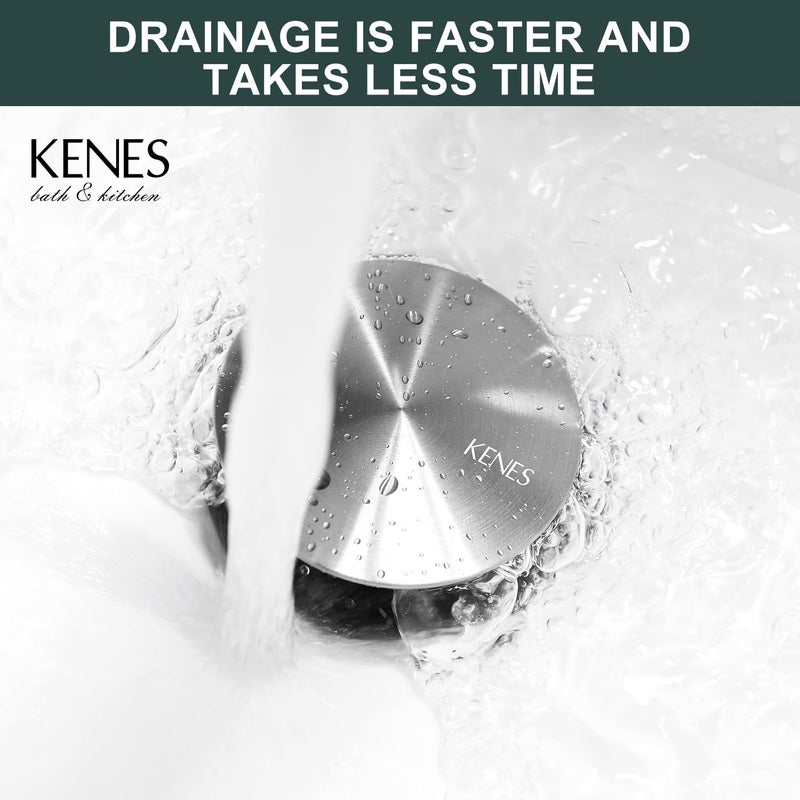 KENES Bathroom Sink Drain Stopper Pop up Sink Drain with Overflow, Brushed Nickel Lavatory Bathroom Vanity Sink Drain Assembly, Built-in Anti-Clogging Strainer - Image 5