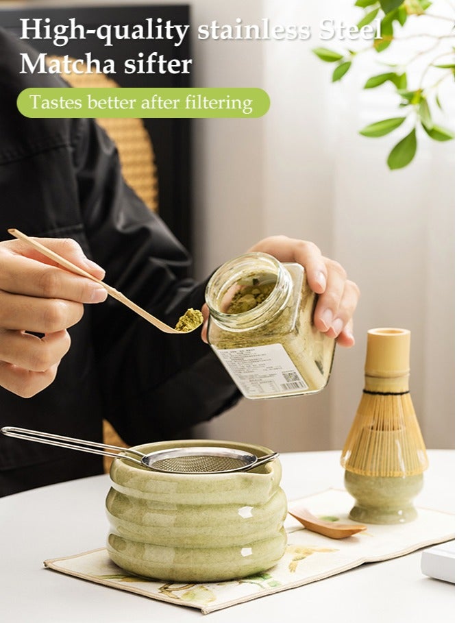 فورثكان طقم شاي ماتشا 7 قطع مع مضرب ووعاء، طقم ماتشا ياباني لمراسم الشاي، طقم مضرب ووعاء ماتشا من السيراميك لصنع اللاتيه، هدية لعشاق الماتشا والمبتدئين - Image 4