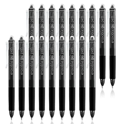 Vanstek 18 Black Retractable Erasable Gel Pens Clicker, Fine Point(0.7), Make Mistakes Disappear, Premium Comfort Grip, Black Ink for Planners, Note Taking and Crossword Puzzles - Image 1