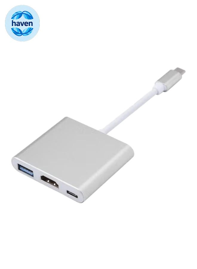 HAVEN Type-C To 4K HDMI USB Convertible Adapter For Apple Macbook Grey - Image 1