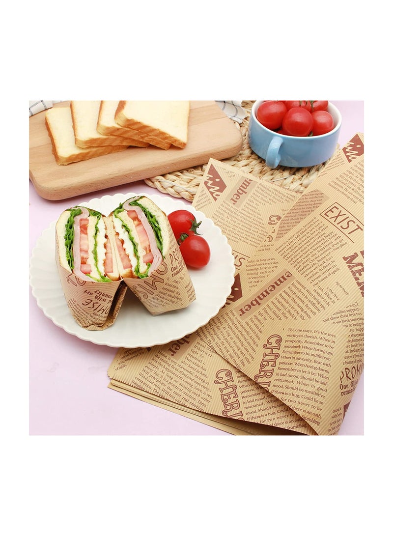 Excefore 100 Sheets Bread Sandwich Burger Fries Food Grade Oil Proof Paper Grease Paper Greaseproof Wrappers Wrapping Baking Tools Gift Wrapping Tissue 18x18cm - Image 2