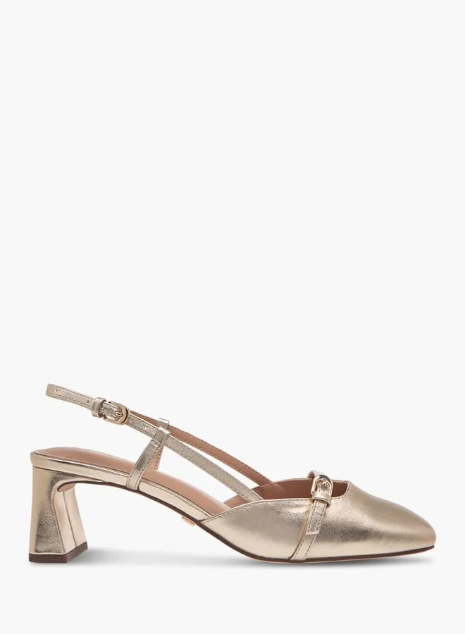 Celeste Women's Solid Shoes with Buckle Closure and Block Heels