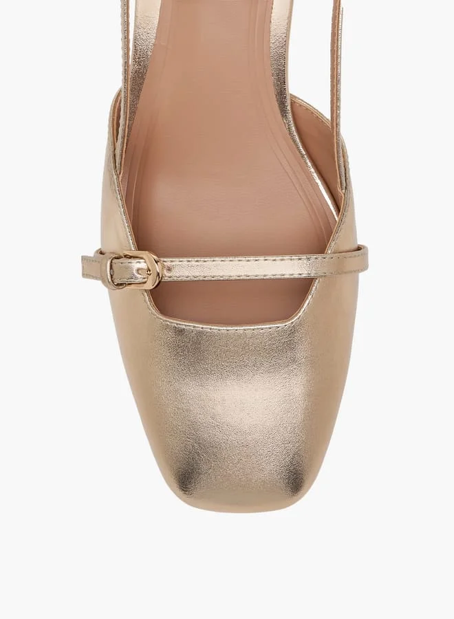 Celeste Women's Solid Shoes with Buckle Closure and Block Heels