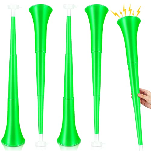 Sosation 4 Pieces Collapsible Stadium Horn 24 Inch Vuvuzela Plastic Trumpet Horn Blow Noisemakers for Sporting Events Football Games Sports Party Supplies Favors AccessoriesGreen - Image 1