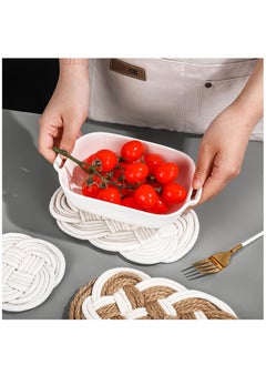 XiuWoo Woven Cotton Thread Jute Coaster, 4 Pack Weave Rope Cup Mat Pad Handmade Drink Coaster for Holiday Daily Home Kitchen Office Housewarming Party Table Decor  - Image 5