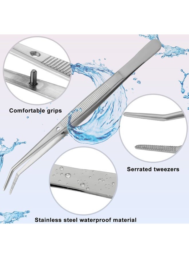 Honoson Stainless Steel Tweezers Curved Serrated Tip Multipurpose Tweezers Sewing Machine Tweezers for Crafts Silver (10) - Image 4