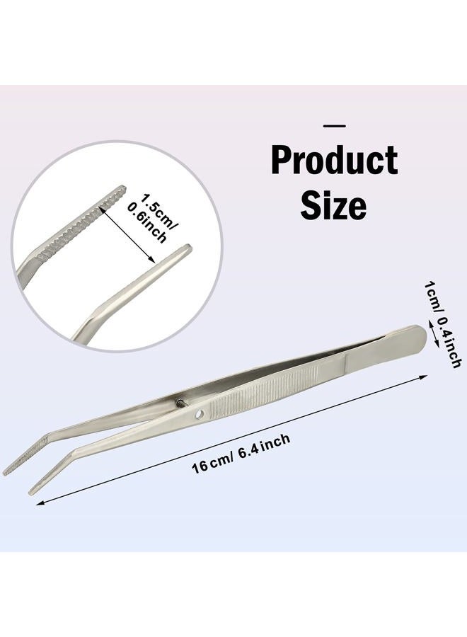 Honoson Stainless Steel Tweezers Curved Serrated Tip Multipurpose Tweezers Sewing Machine Tweezers for Crafts Silver (10) - Image 3