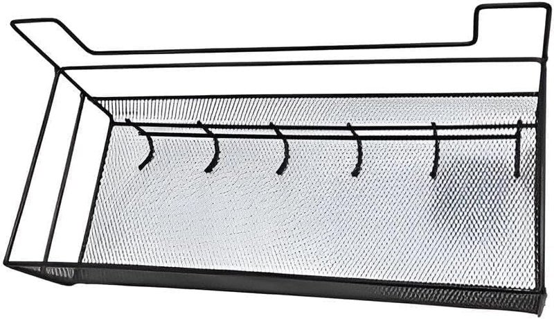 Black Metal Mesh Wall Shelf with Hooks for Kitchen and Bathroom - Image 5
