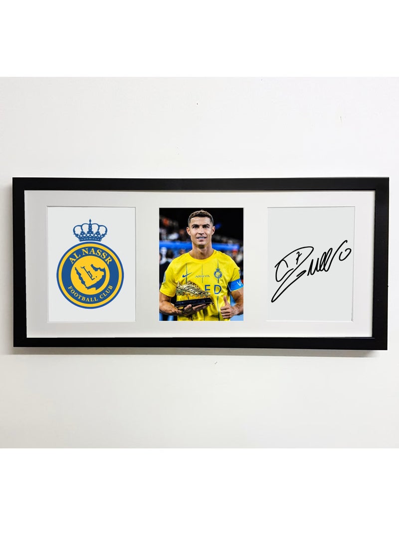 Boomah Accessories Cristiano Ronaldo Autographed Framed Poster 50x23cm - CR7 -Football Memorabilia, Soccer Collectible, Gift for Fans 