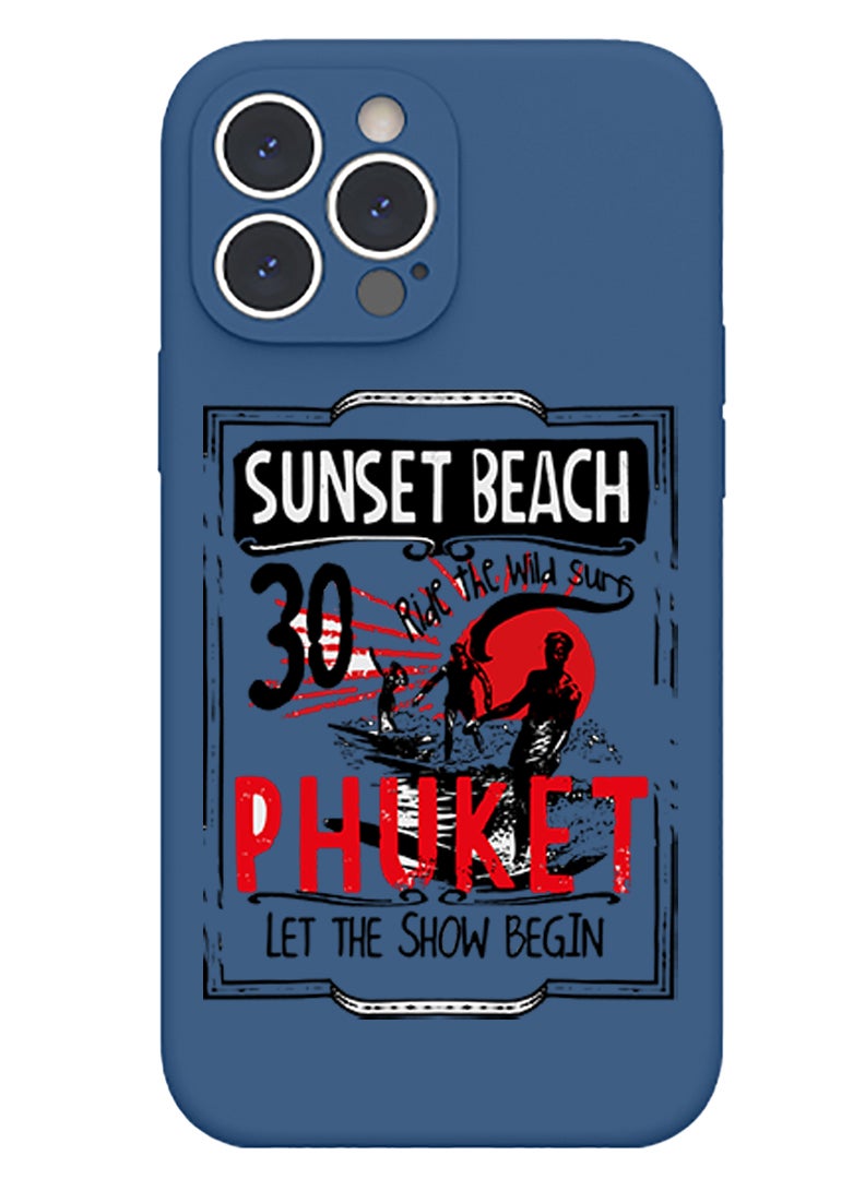 Theodor Protective Slim Fit Case Liquid Silicone Cover with Full Body Protection Anti-Scratch Shockproof Case For iPhone 14 Pro Blue  - Surf California copy - Image 1