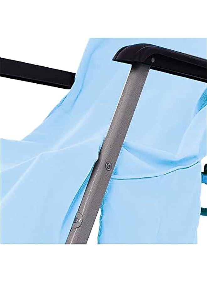 Chaise Lounge Pool Chair Cover Beach Towel Fitted Elastic Pocket Won't Slide (Sky Blue)  - Image 3