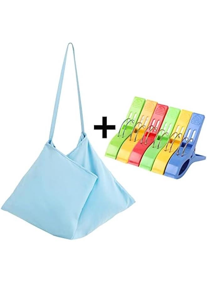 Chaise Lounge Pool Chair Cover Beach Towel Fitted Elastic Pocket Won't Slide (Sky Blue)  - Image 2