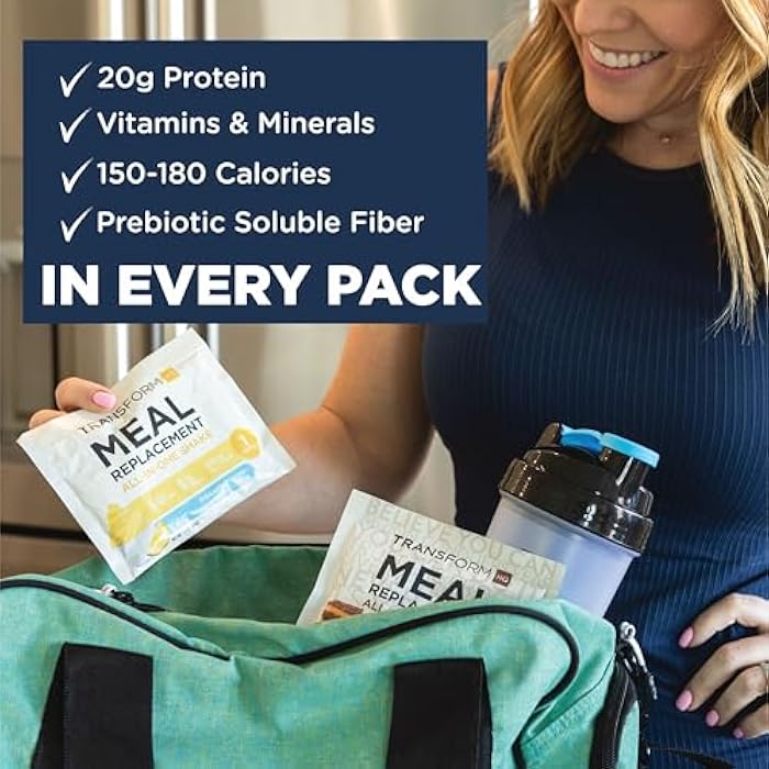TransformHQ Meal Replacement Shake Variety Box With Pink Shaker, 7 Single-Serving Shake Packs - Image 4