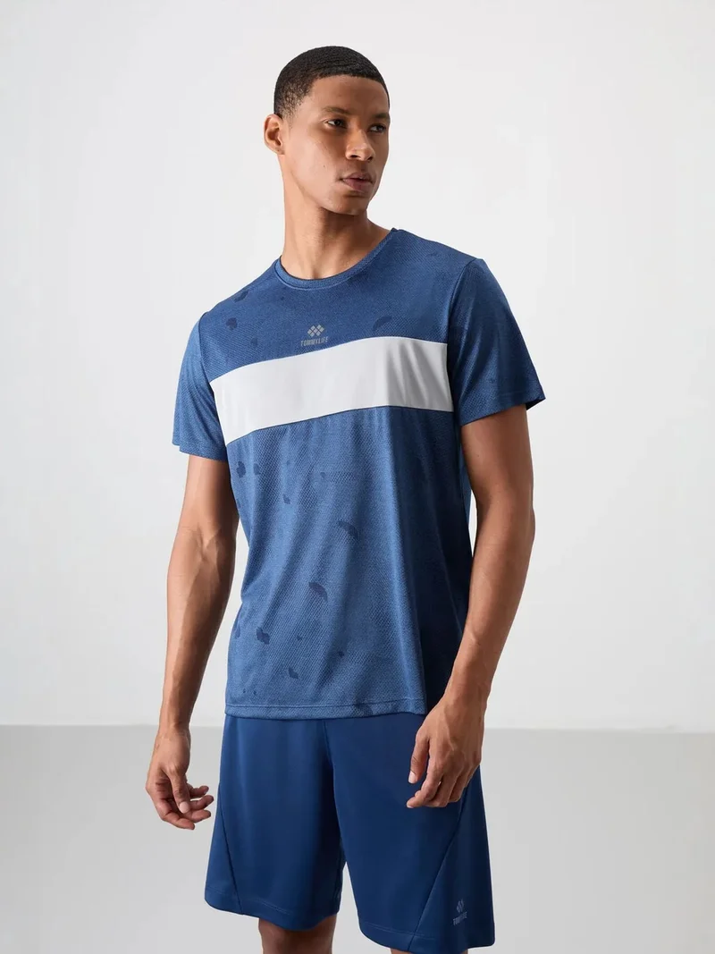 TOMMYLIFE TOMMY Men's Color-Blocked Crew Neck T-Shirt