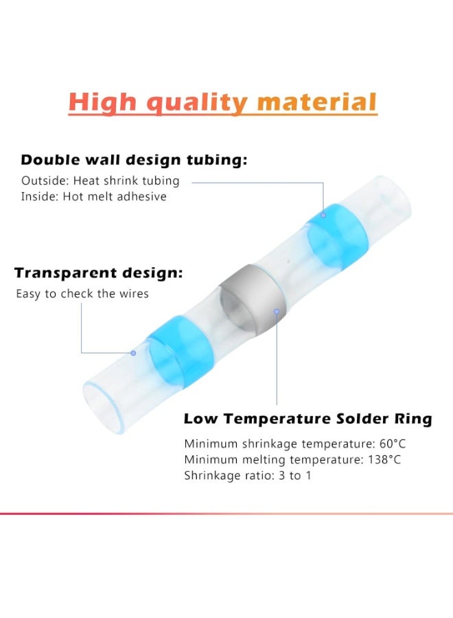 سانموجيد 100 قطعة من حلقات لحام الأسلاك الكهربائية المقاومة للماء وغطاء الكابل القابل للانكماش بالحرارة المستخدم في وصلات الأسلاك المعزولة للسيارات والشاحنات والسفن - Image 3