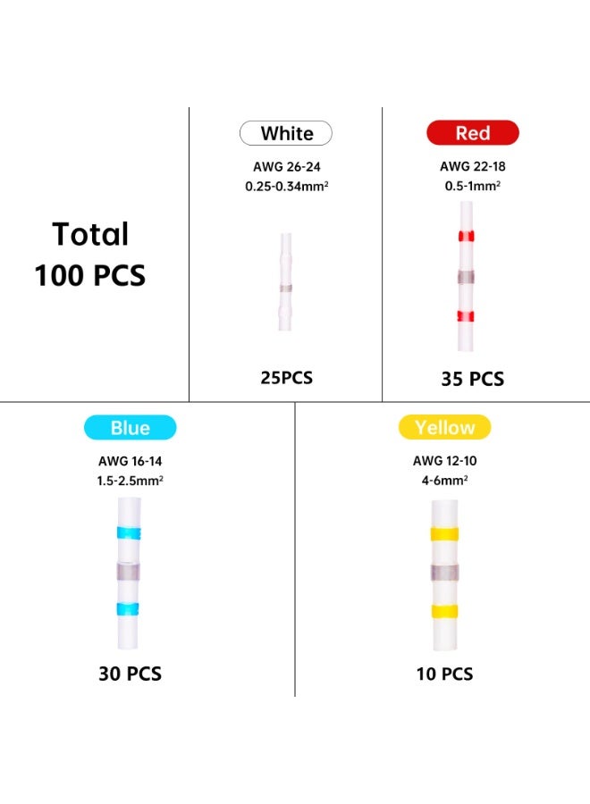 سانموجيد 100 قطعة من حلقات لحام الأسلاك الكهربائية المقاومة للماء وغطاء الكابل القابل للانكماش بالحرارة المستخدم في وصلات الأسلاك المعزولة للسيارات والشاحنات والسفن - Image 2