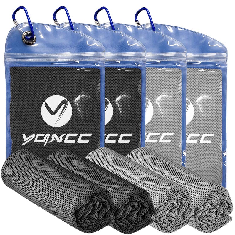 YQXCC Cooling Towels | 4 Pack 47"x12" | Ice Cool for Neck | Microfiber Soft Breathable Chilly | for Yoga, Sports, Golf, Gym, Camping, Running, Fitness, Workout & More Activities - Image 1