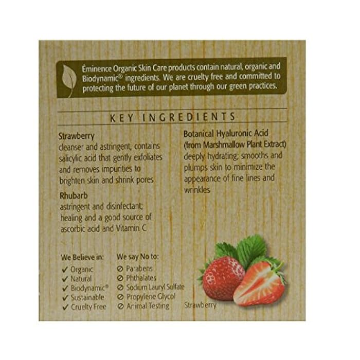 Eminence Organic Skincare Strawberry Rhubarb Masque with Vegan Friendly Hyaluronic Acid, 2 Fluid Ounce - Image 3