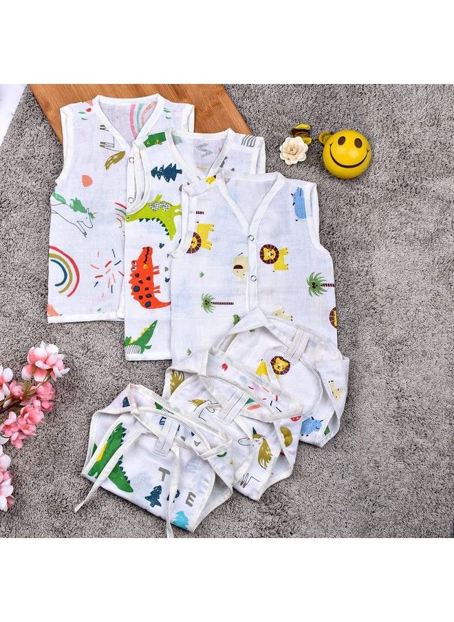 MOM'S HOME - Baby Unisex Organic Cotton Muslin Jhabla And Nappy Setpack Of 3 (612 Months) - Image 1