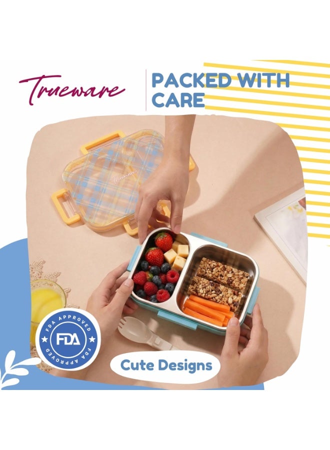 Trueware علبة غداء Trueware Cool Touch مصنوعة من الفولاذ المقاوم للصدأ 304 معزولة بمادة البولي يوريثين، مزودة بحجرتين، خالية من مادة BPA، آمنة للاستخدام مع الطعام، مثالية للمدرسة والنزهات والمكتب والأنشطة الخارجية - سعة 540 مل - Image 4