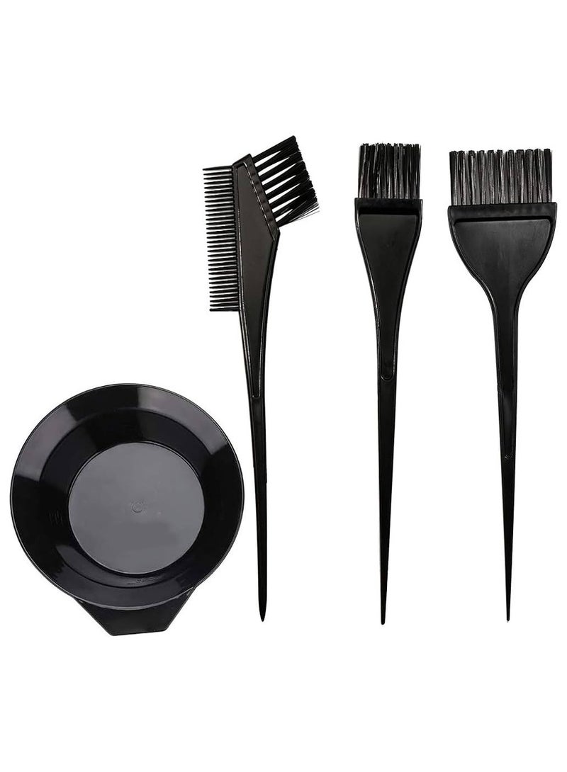Generic 4-Piece Hair Dye Set With Hair Color Brush & Mixing Bowl Black  - Image 1