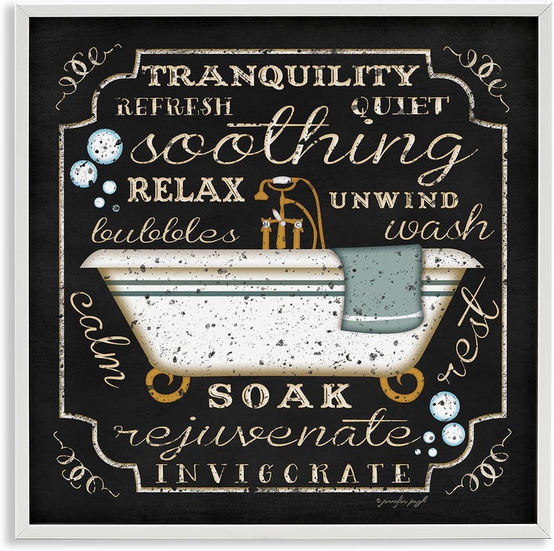 Stupell Industries Tranquility Tub Icon Textual Bathroom Wall Art - Image 1