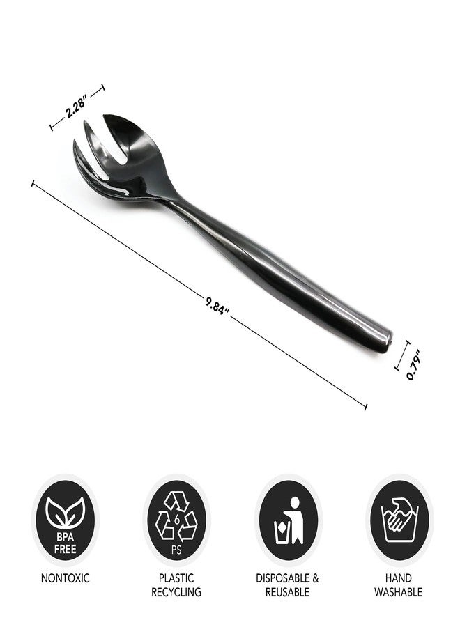 Party Essentials Disposable Heavy Duty Plastic Serving Utensils for Buffets Events Parties, 18-Count 10" Forks, Black - Image 2