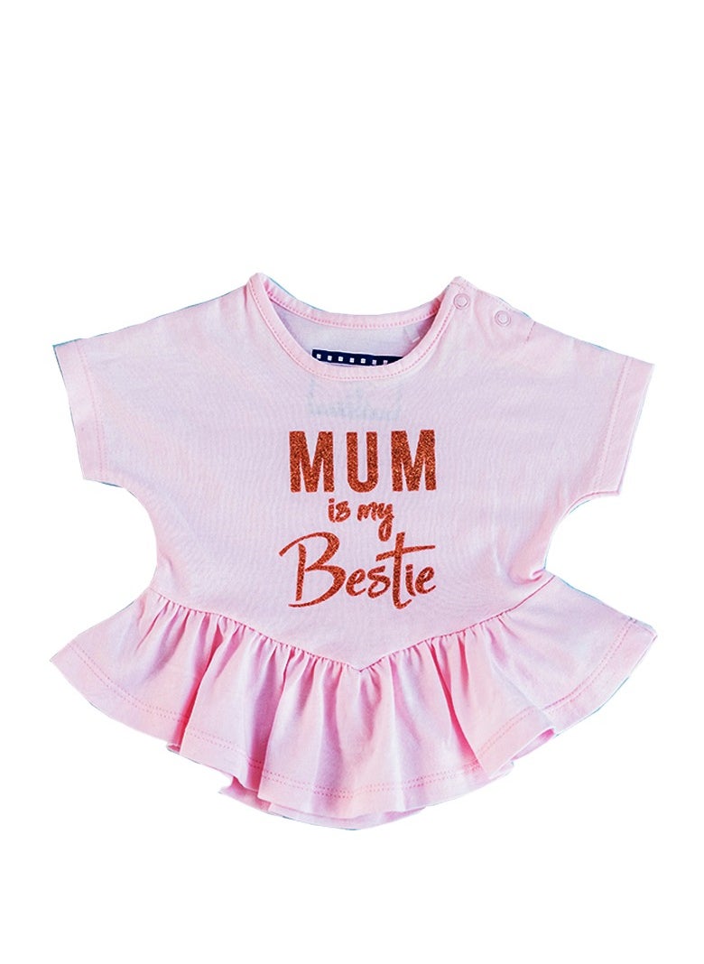 WiNi BEE Girls Short Sleeve Glitter Printed Cotton Dress Newborn Baby Girls Clothes Baby Kid Little Girl Dress 0-24 Months  - Image 2