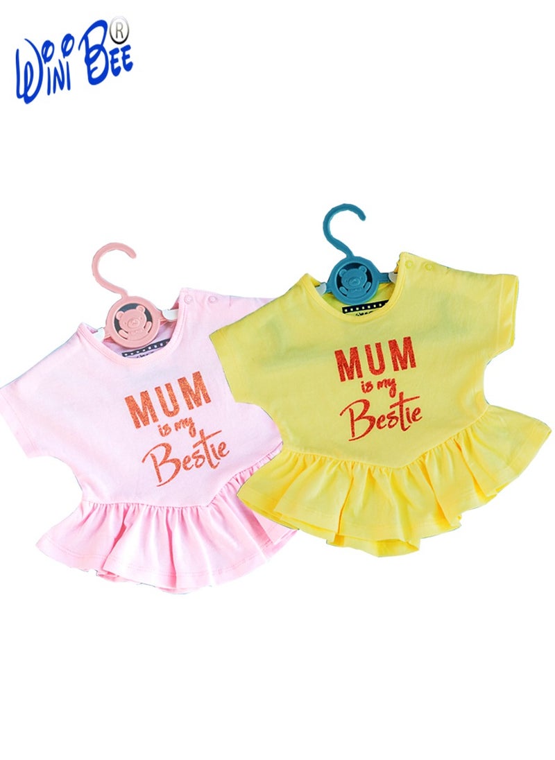 WiNi BEE Girls Short Sleeve Glitter Printed Cotton Dress Newborn Baby Girls Clothes Baby Kid Little Girl Dress 0-24 Months  - Image 5