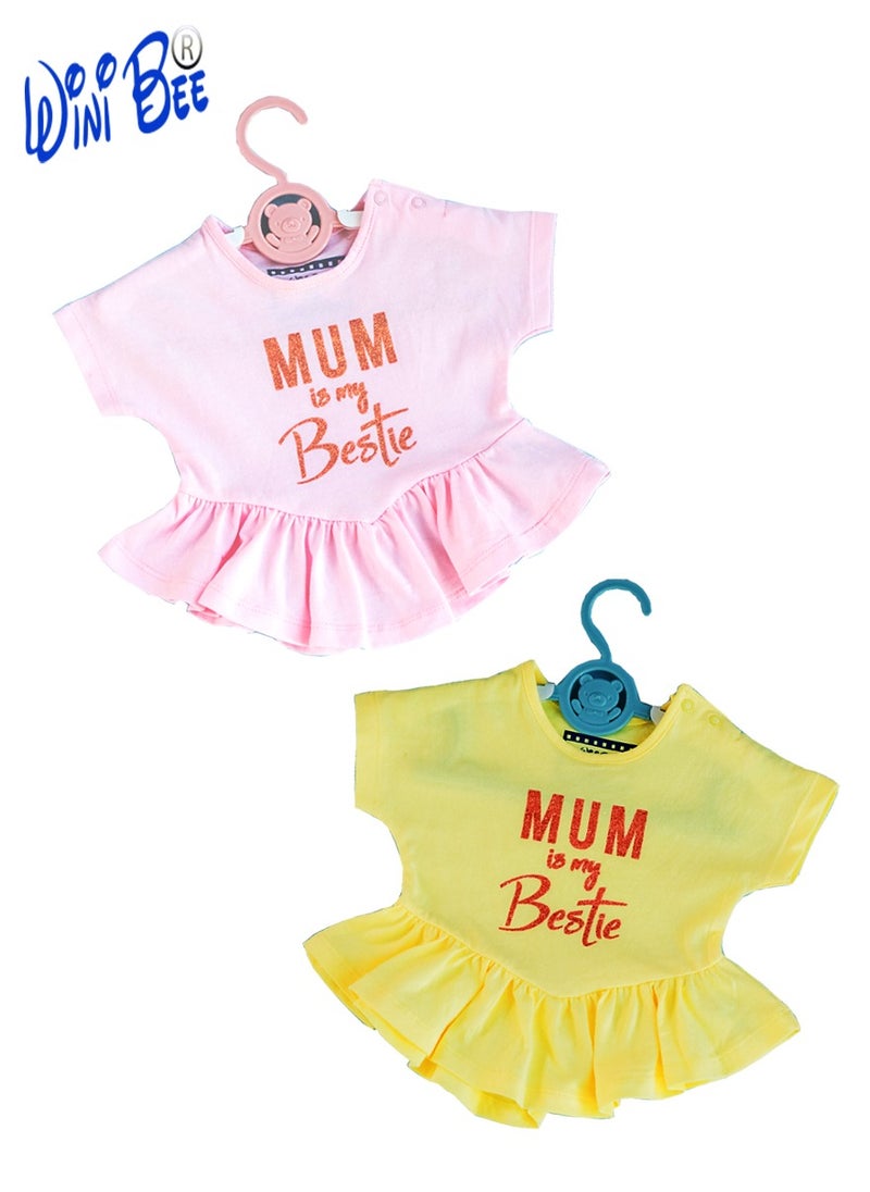 WiNi BEE Girls Short Sleeve Glitter Printed Cotton Dress Newborn Baby Girls Clothes Baby Kid Little Girl Dress 0-24 Months  - Image 4