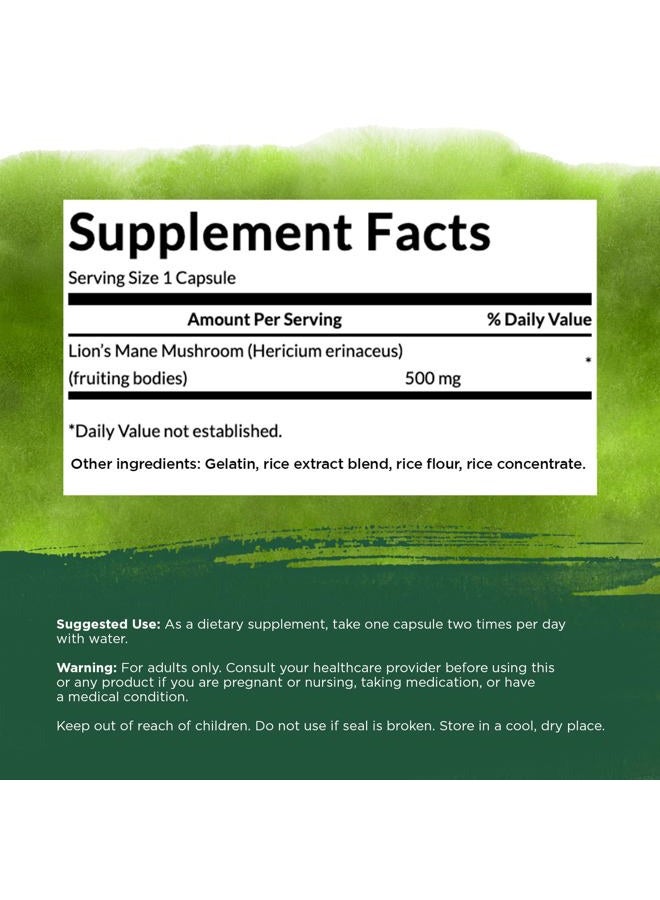 SWANSON Lion's Mane Mushroom - Herbal Supplement Promoting Mental Focus, Clarity, & Memory Support - Traditional Brain Booster Supplement Made from Hericium Erinaceus (60 Capsules, 500mg Each) - Image 4
