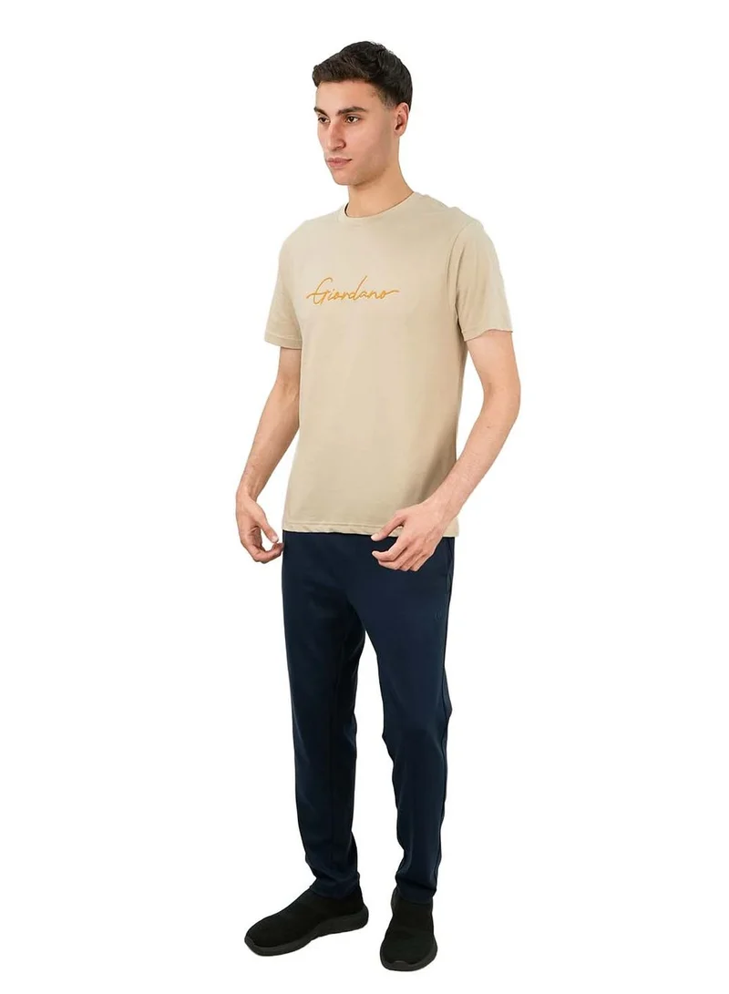 جيوردانو تيشيرت قطني رجالي بياقة دائرية وطبعة مميزة