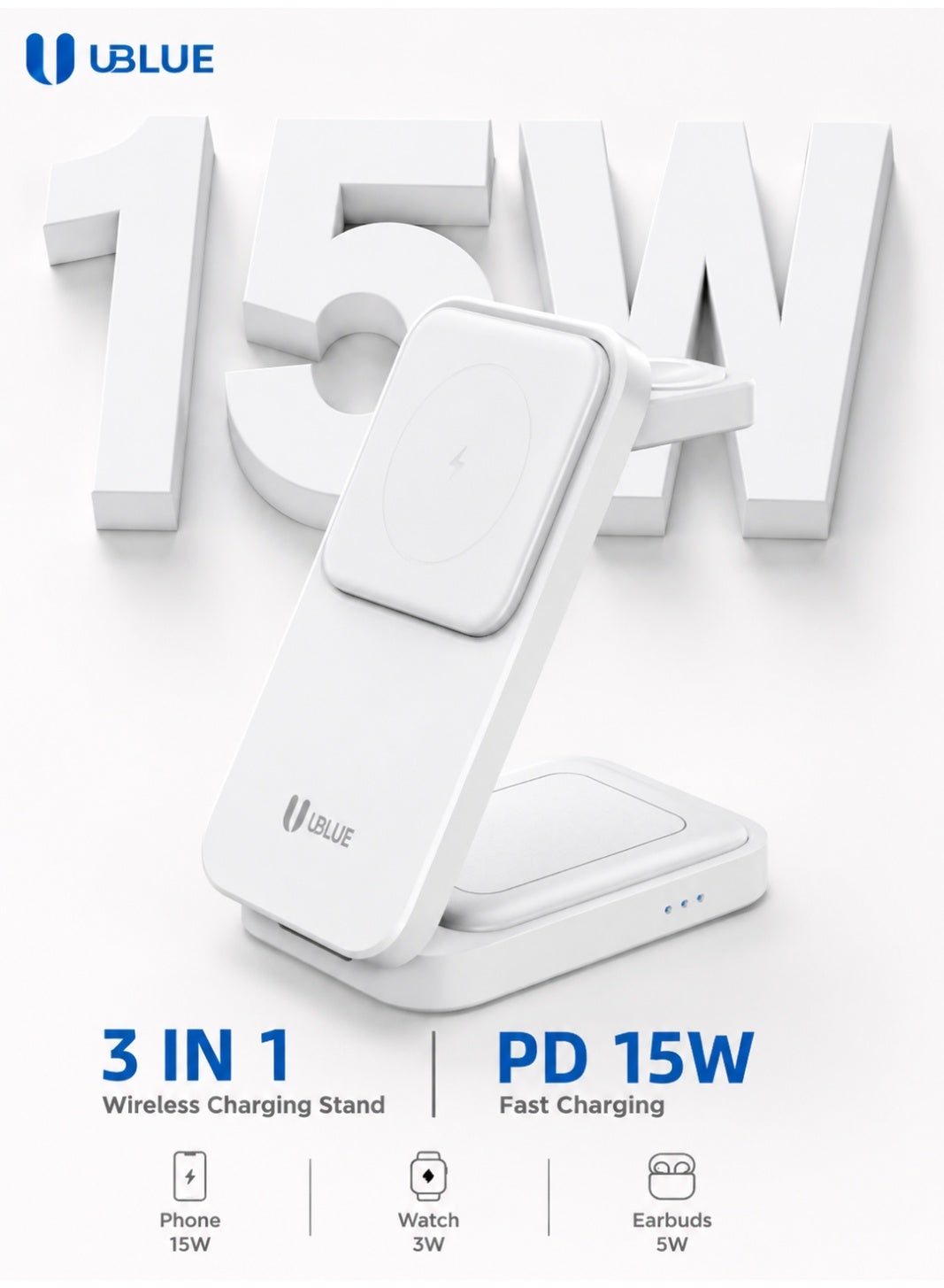 ublue Ublue Magnetic Wireless Charger 3-in-1 Charging Stand wireless 15W Z3AFEC62C61B70F747B7BZ