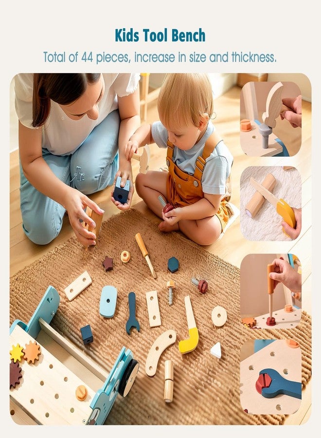 IEATFO Wooden Baby Walker Adjustable Height with Tool Bench and Toy Storage Wagon - Multifunctional Toddler Push Walker Ergonomically Designed for Natural Walking - 3+ Years of Continuous Use - Image 4