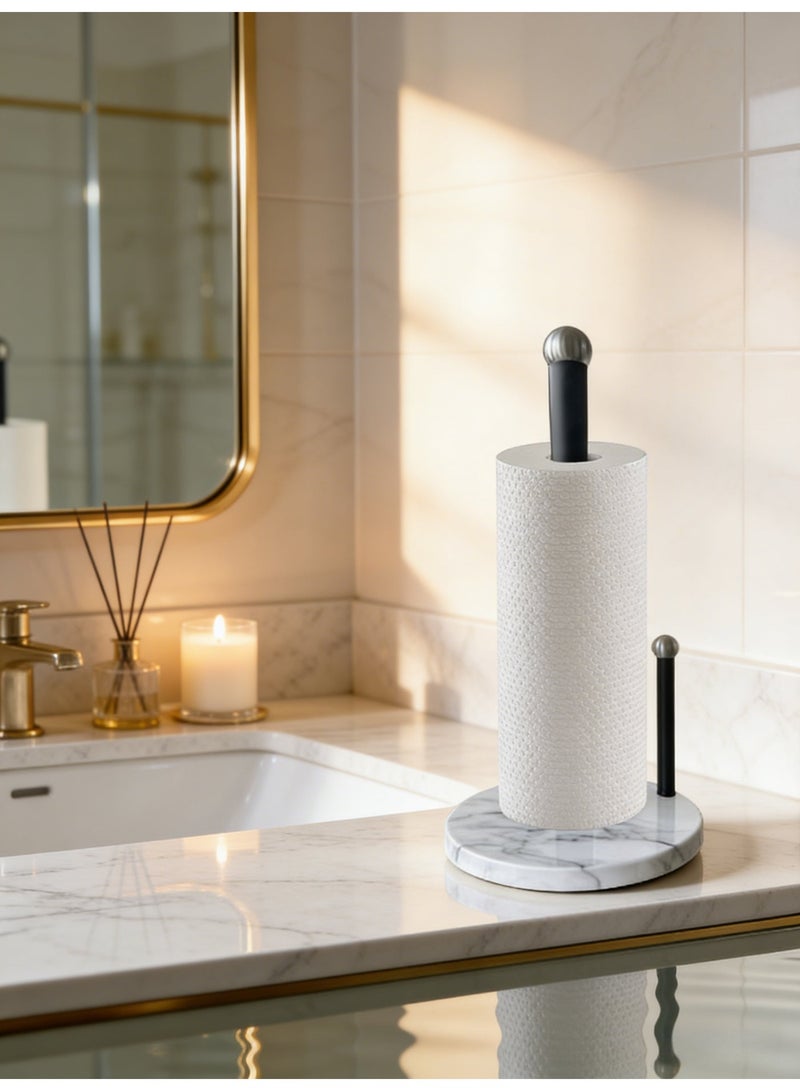 High-End Black Stainless Steel Stand-Up Paper Towel Holder: Rustproof, Waterproof & Stable Roll Tissue Organizer for Kitchen & Bathroom - Image 3