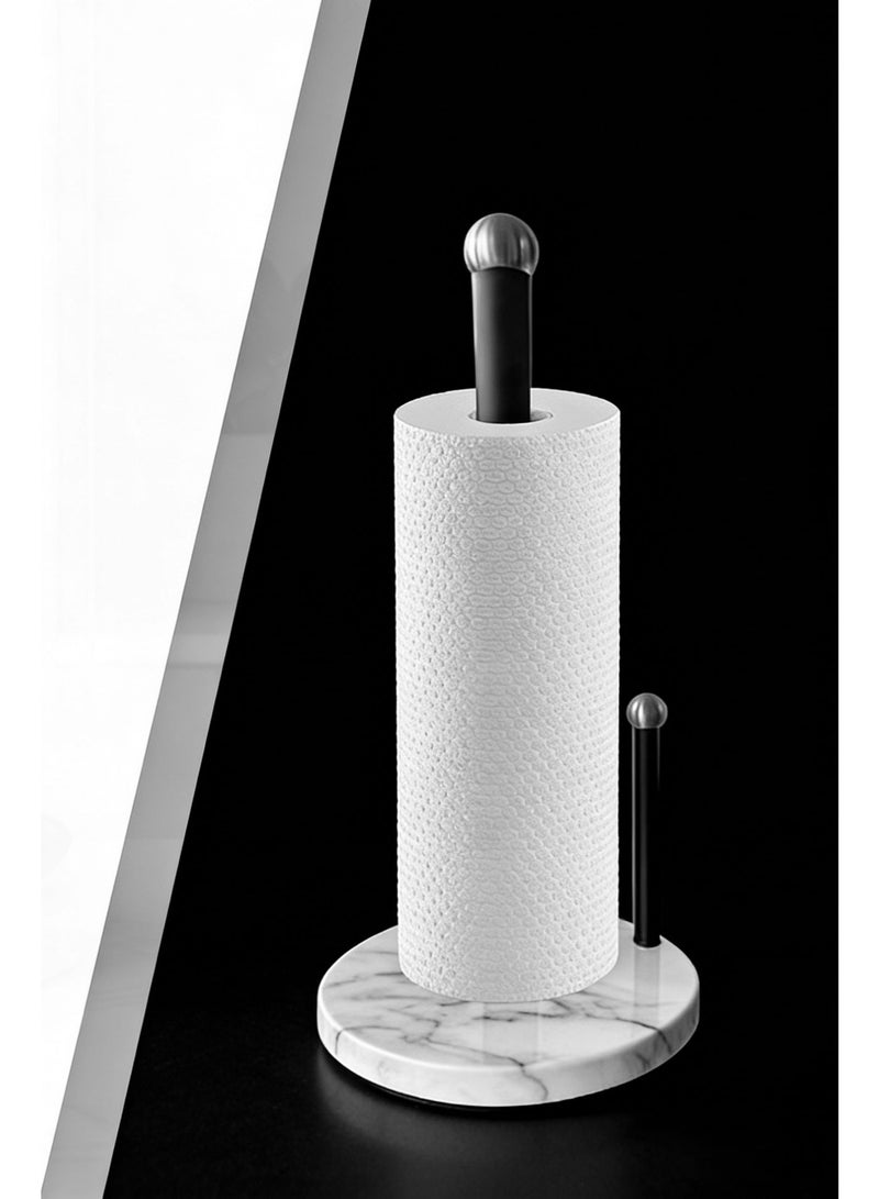 High-End Black Stainless Steel Stand-Up Paper Towel Holder: Rustproof, Waterproof & Stable Roll Tissue Organizer for Kitchen & Bathroom - Image 4