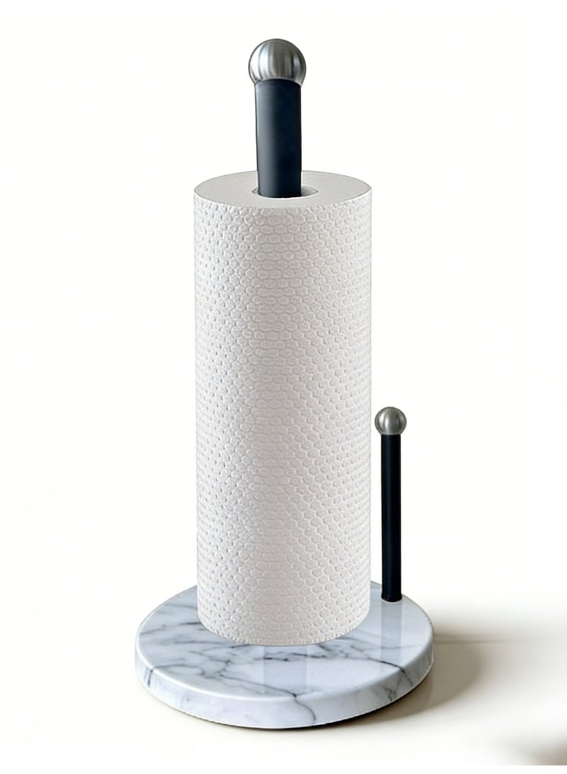 High-End Black Stainless Steel Stand-Up Paper Towel Holder: Rustproof, Waterproof & Stable Roll Tissue Organizer for Kitchen & Bathroom - Image 2