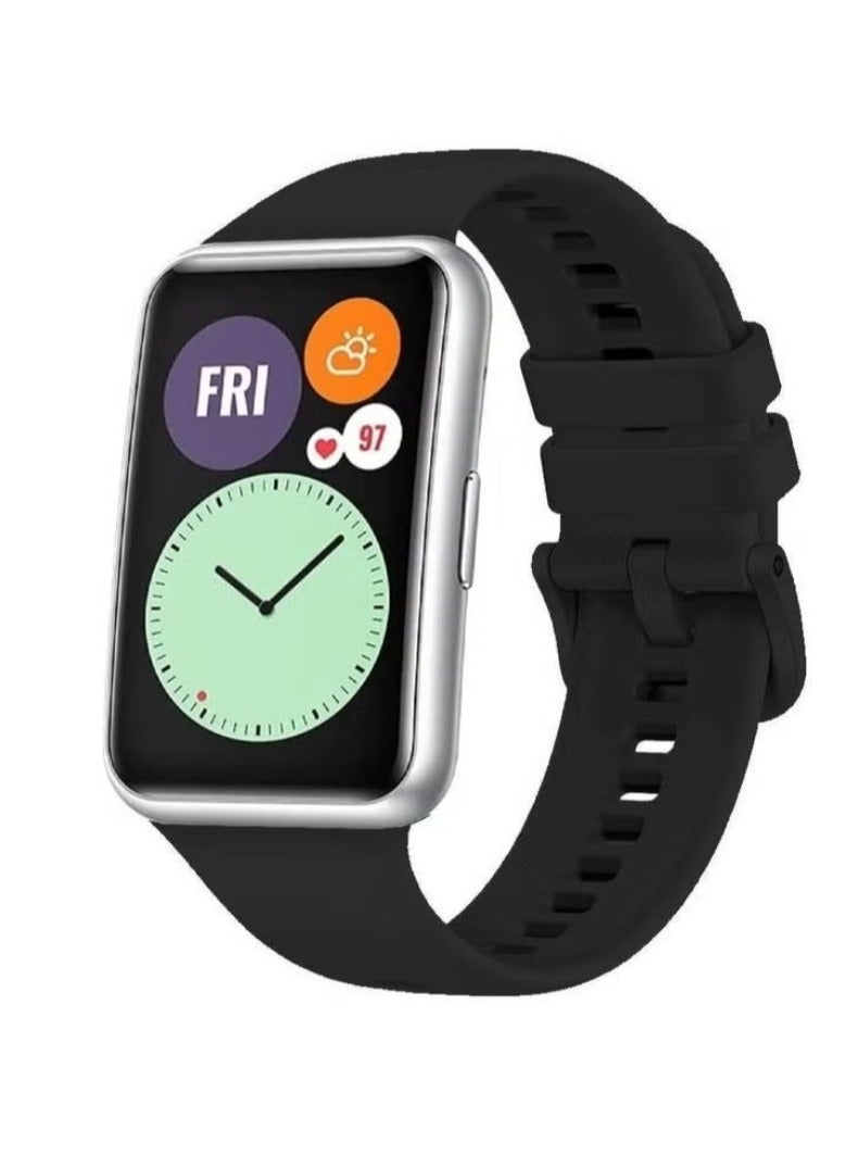 vesus Huawei Watch Fit 2 Band Silicone Strap Adjustable Sport Watch Band Replacement Wristband Black