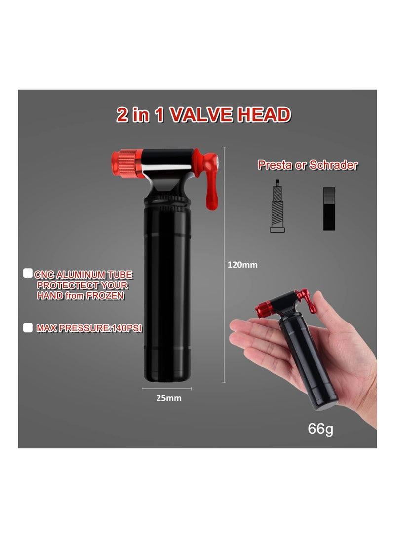 CO2 Bike Pump, Quick and Compact Inflator, Tyre Pump with Cartridge Storage, Compatible Presta Schrader, Universal for Threaded or Unthreaded 16G Cartridges, Easy Safe - Image 2