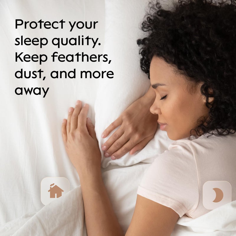 Niagara Sleep Soluti حماة الوسائد التي تشبه السحابة مع حجم سحاب الملك - أغطية وسادة تبريد تنفسية للنوم الساخن - 100 ٪ مقاومة للبقع الغبار والأوساخ (حزمة بيضاء 2)  - Image 5