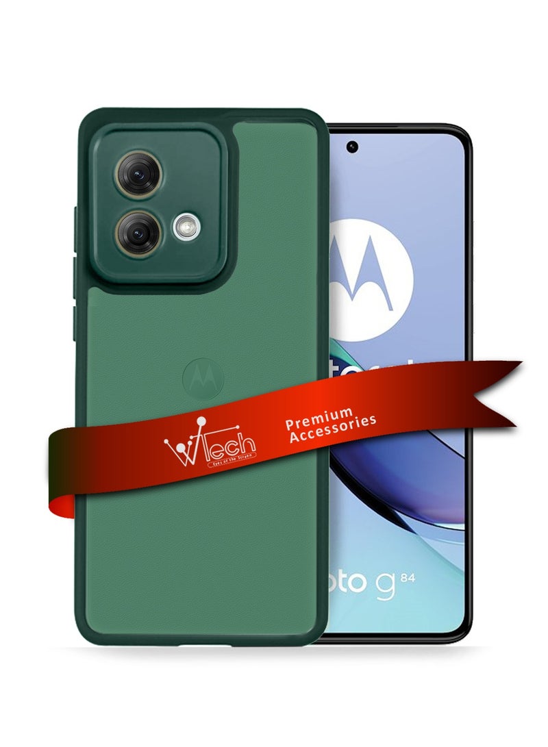 Wtech Hybrid Silicone With Translucent Back Protective Lens Sheild Case Cover For Motorola Moto G84 5G 2023 Dark Green - Image 1