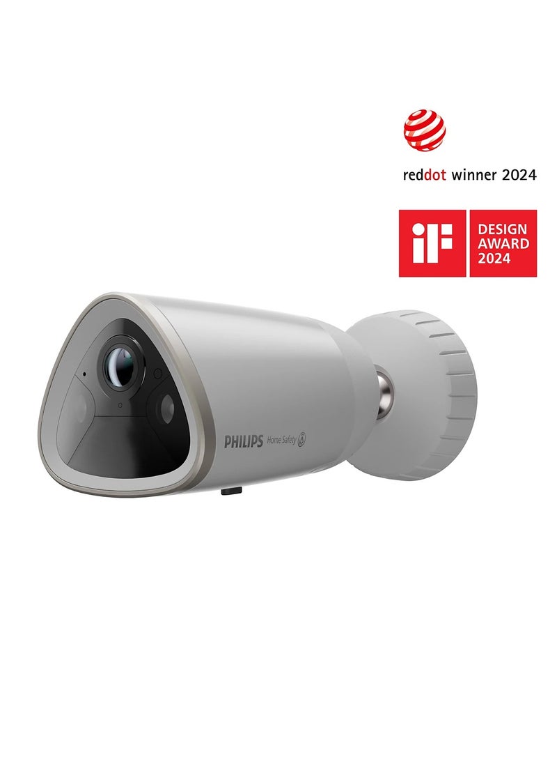 Philips - 4MP 2K+ Home Safety 5000 Series Wireless Spotlight Camera, Indoor & Outdoor use, Powerful Motion Activated Light, Person and vehicle detection, Full colour night vision, Infrared visbility up to 8 M - Model HSP5800/01 - Image 1